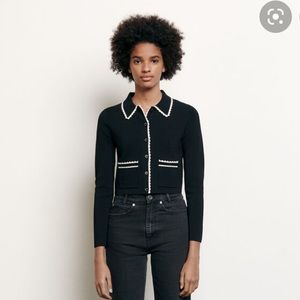 Sandro cropped cardigan with collar size 2
